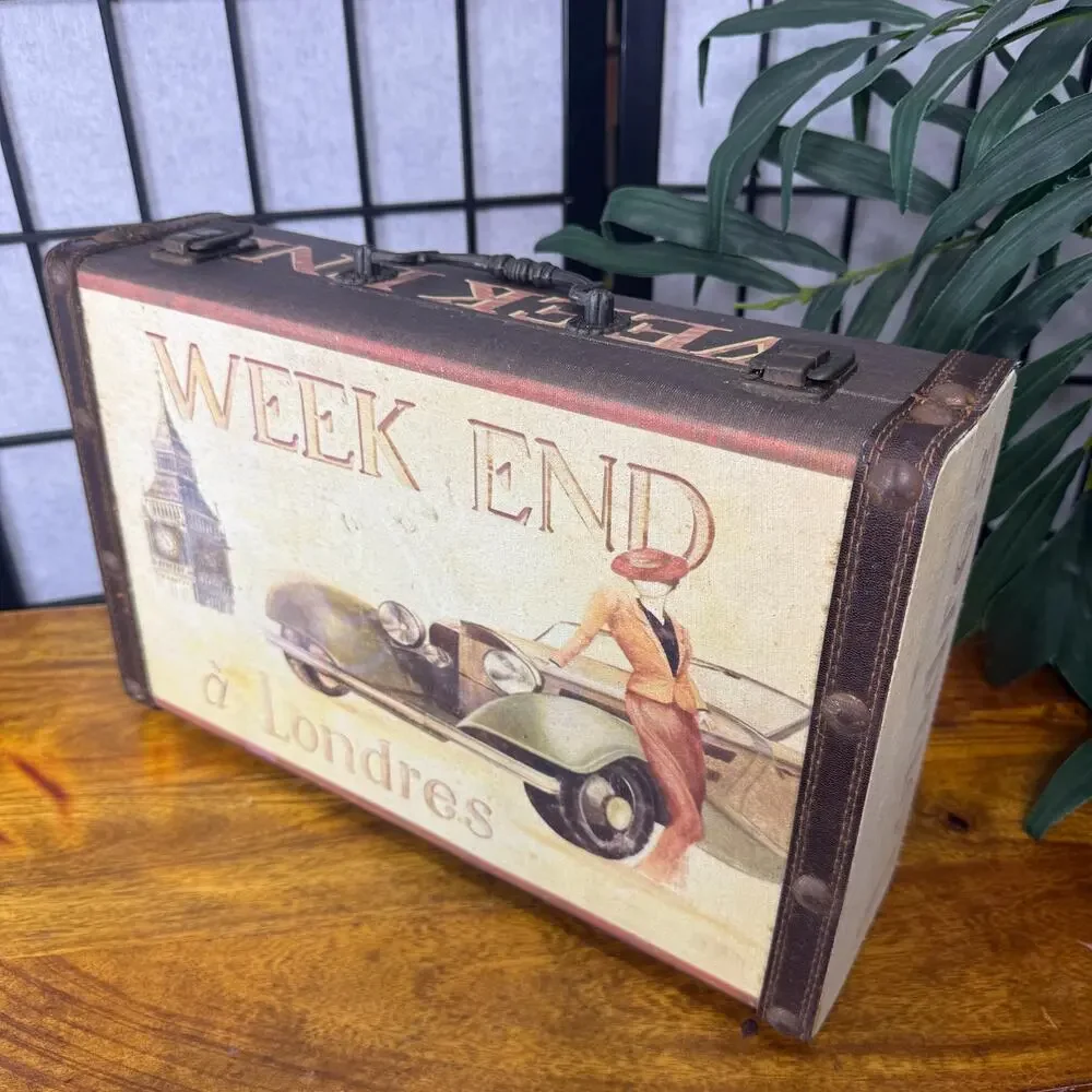 Vintage Storage Box Weekend Retro London Trunk Case